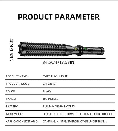 Outdoor USB rechargeable LED security patrol broken window 4modes strong light led flashlight for self-defense wolf tooth stick