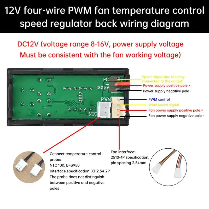 12V PWM Fan Speed Controller Digital Display Temperature Control