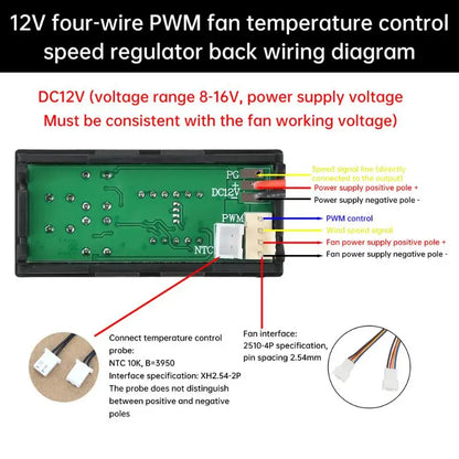 12V PWM Fan Speed Controller Digital Display Temperature Control