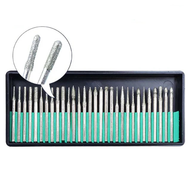 30pcs Diamond Grinding Burr Set 2.35/3mm Rotary Tool for Engraving & Polishing