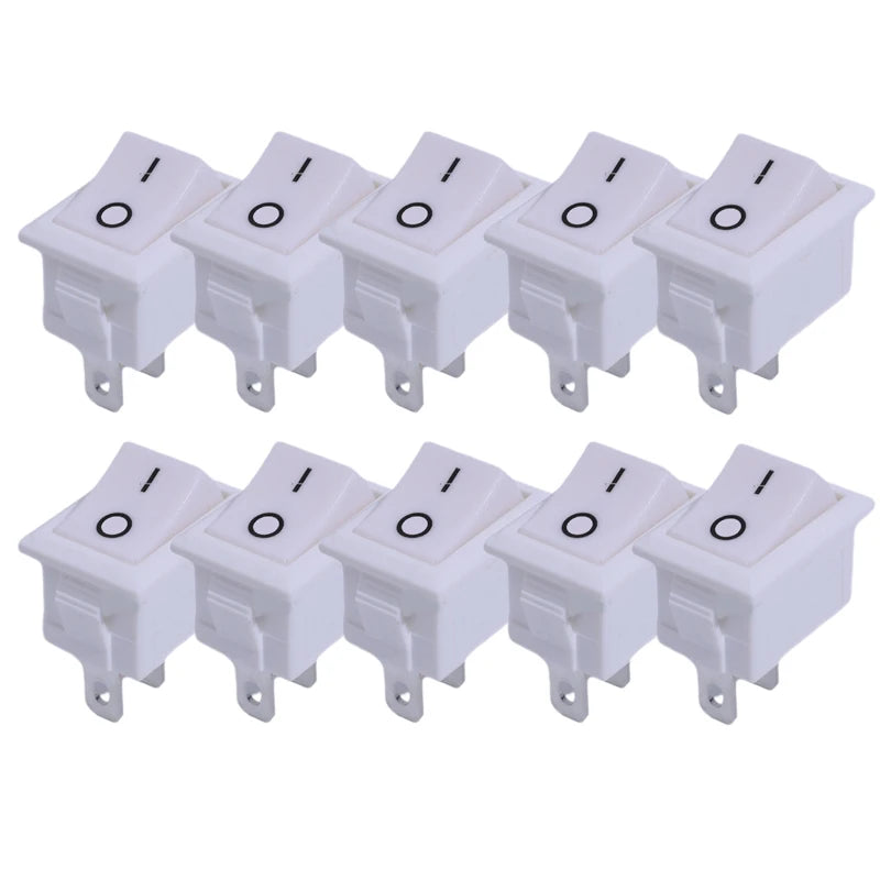 Mini Rocker Switch SPST Black and Red Snap in Switches Button AC 250V 3A / 125V 6A 2 Pin I/O 21*15mm on-off Switch Rocker