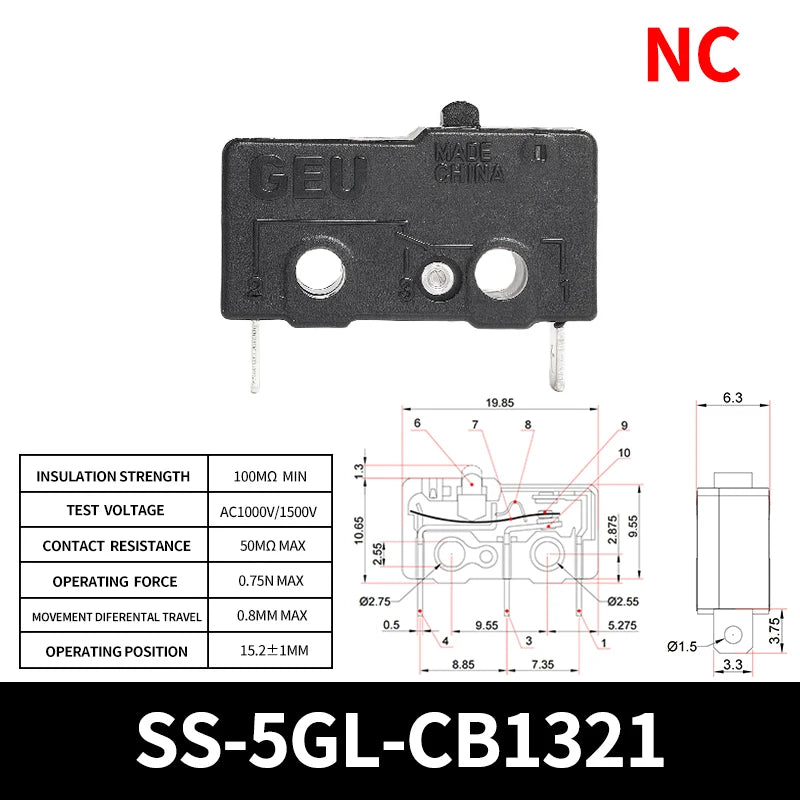 10/50/100Pcs Micro Limit Switch SPDT Snap Action, 5A 250V Mini Switch for Home Appliance, Control Circuit, DIY Projects