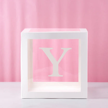 27/25cm Custom Transparent Letter Box A-Z Baby Shower Girl 1st Birthday Party Decoration Kids Wedding Birthday Balloon DIY Box