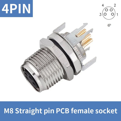 M8 Straight Curved Pin Aviation Plug Sensor PCB Bonding Plate Male Female Socket Waterproof Connector 3/4/5/6/8P