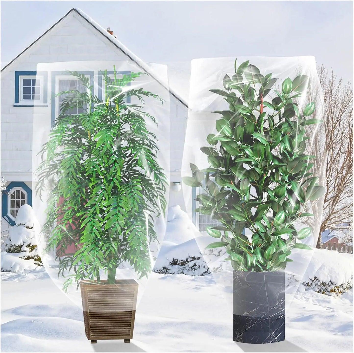 Winter Plant Covers Freeze Protection Plastic Transparent Plant Film Cover Waterproof Frost Bags for Outdoor Garden Supplies