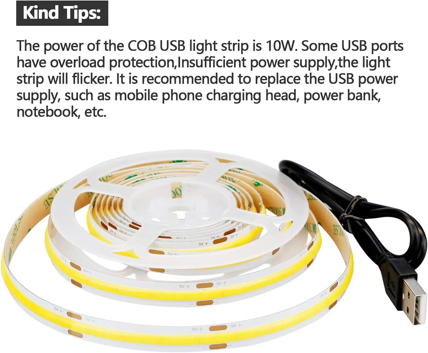 DC 5V USB LED COB Strip White Warm White LED Strip Light TV Background Lighting Tape Home Decor Lamp 1- 5m LED String Light