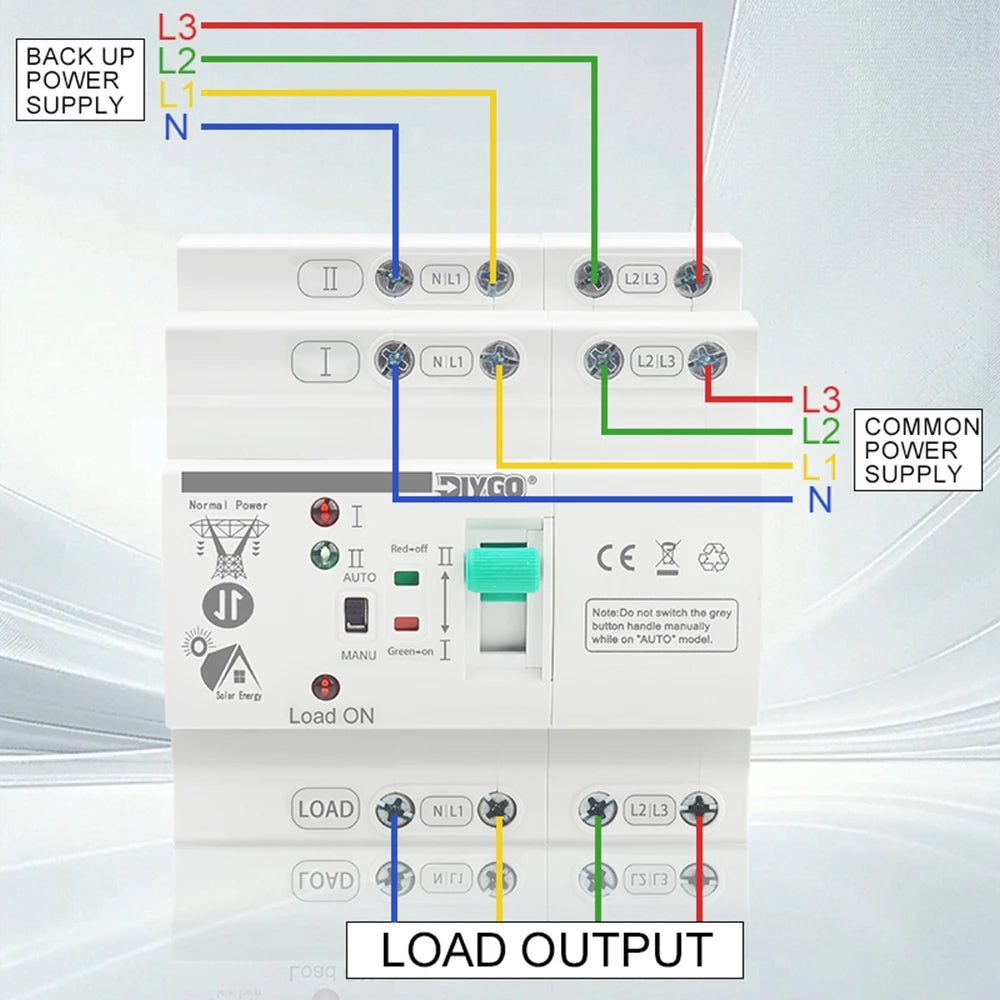 Small DIN Rail 80A 2P/4P ATS Automatic Transfer Switch, 110V/220V Dual Power PV/Solar Uninterrupted Electrical Selector Switch