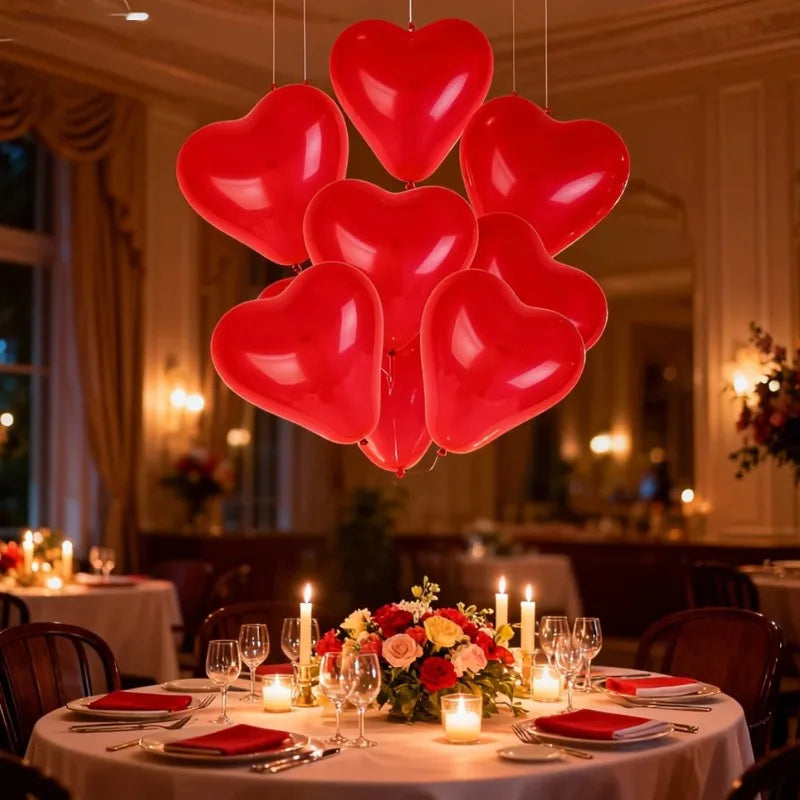 10 Inch Heart Shaped Balloon Valentine Day Latex Red Heart Love Inflatable Balloons for Wedding Party Anniversary Decor Supplies