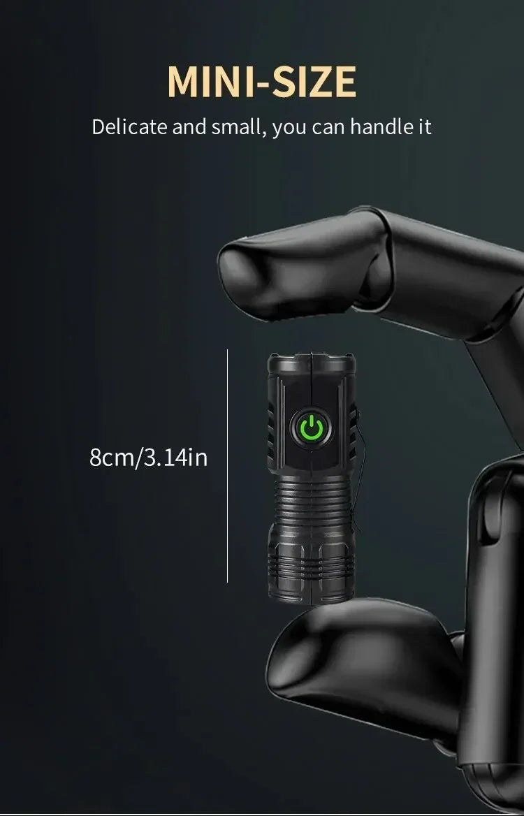 Mini Tactical Flashlight 3*SST20 LED USB Rechargeable High Power Torch