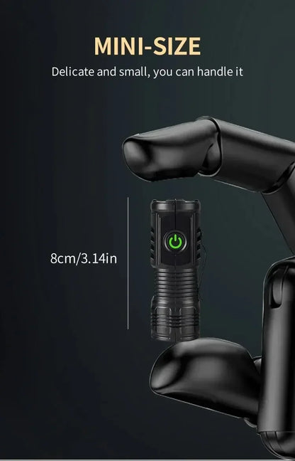 Mini Tactical Flashlight 3*SST20 LED USB Rechargeable High Power Torch