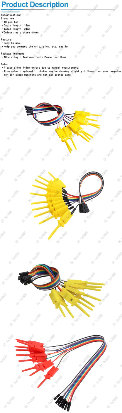200mm High-Efficiency Test Hook Clip with Logic Analyzer Probe, Yellow/Red