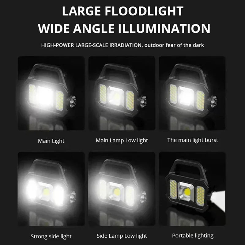 Multifunctional COB Searchlight LED Strong Light Flashlight Solar Charging Waterproof Outdoor Emergency Lighting Work Light