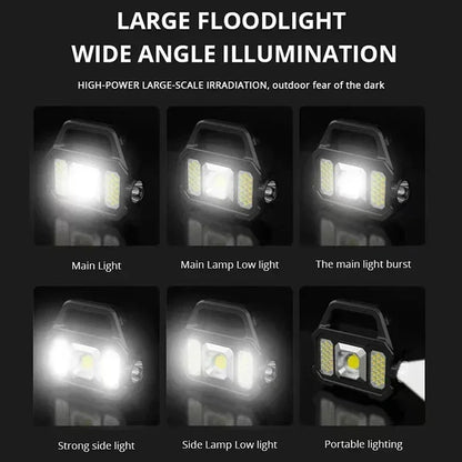 Multifunctional COB Searchlight LED Strong Light Flashlight Solar Charging Waterproof Outdoor Emergency Lighting Work Light