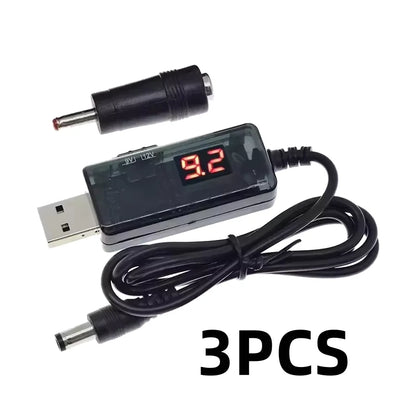 USB to DC 5.5mm/3.5mm Power Boost Cable 5V to 9V/12V with 3.5x1.35mm Adapter for Router, Modem, and Emergency Power Supply
