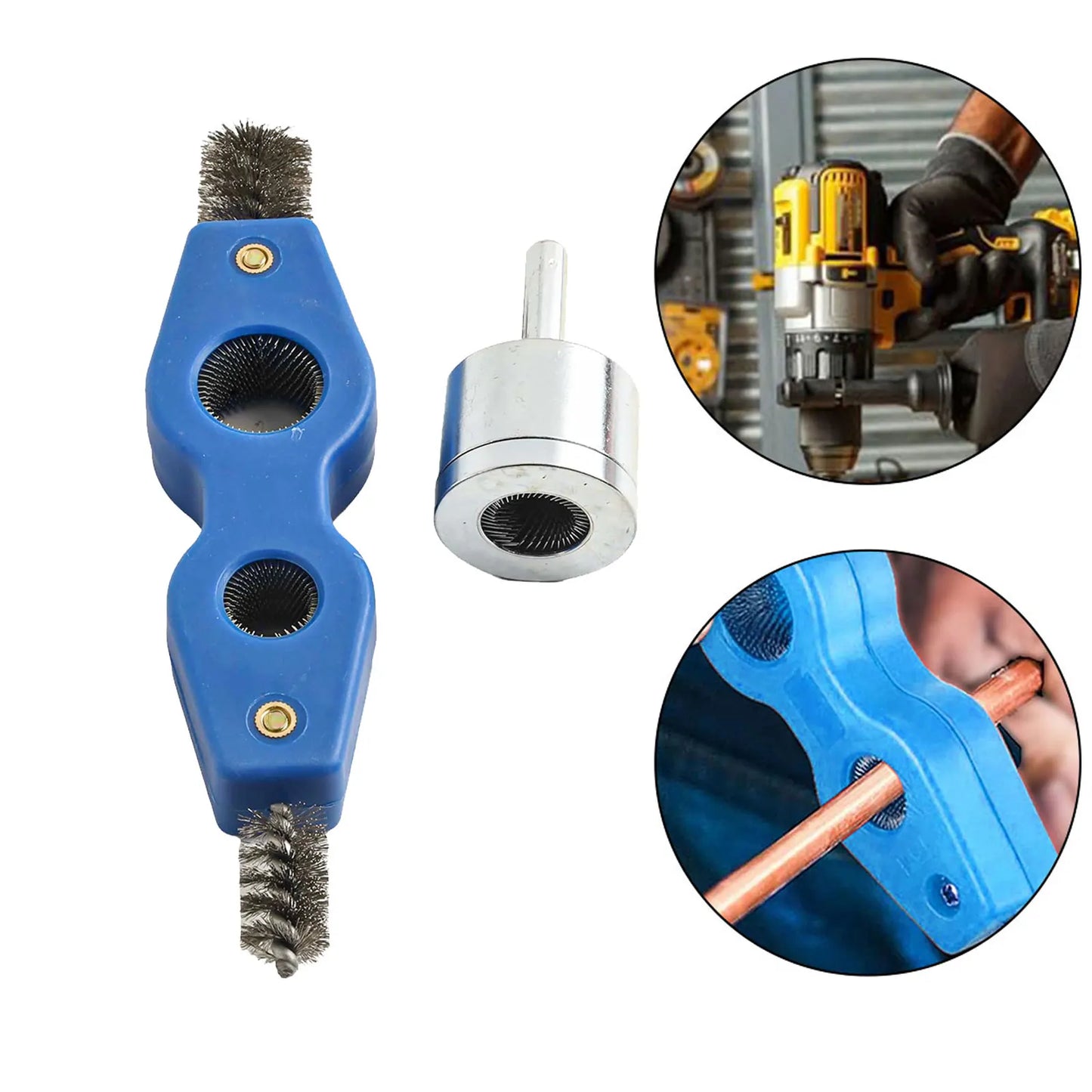 4-in-1 Battery Brush Copper Pipe Cleaner Welding Preparation High Torque Resistance Interchangeable Brush Heads For Copper Pipes