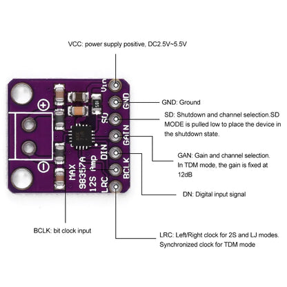 MAX98357 I2S Class D Audio Amplifier Module for ESP32 & Raspberry Pi