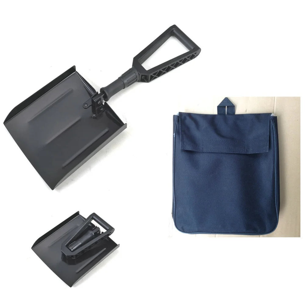 For Car Trunk Folding Snow Shovel Black Compact Snow Shovel With Pouch Snow Shovel Carry Pouch Included Multi-purpose Use