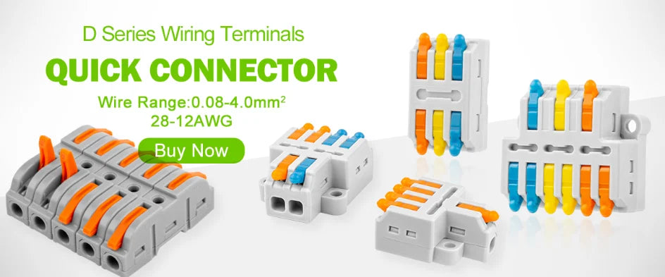 Quick Electrical Lever Wire Connectors, 2 Port Cable Spring Splice, Universal Compact Clamp Mini Wiring Terminal Connector