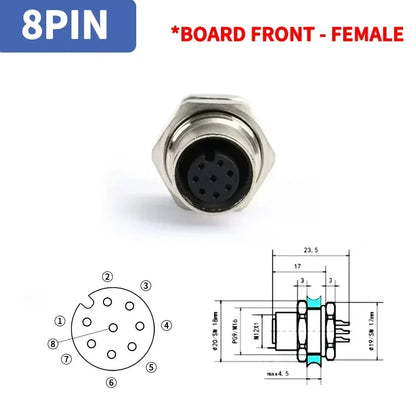 M12 4Pin 5 8Pin Sensor Connector Panel Back Mount Waterproof Flange Socket Threaded Coupling Male Female A Code Connectors