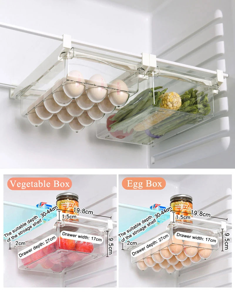 Fridge Slide Under Shelf Drawer Food Storage Organizer Box