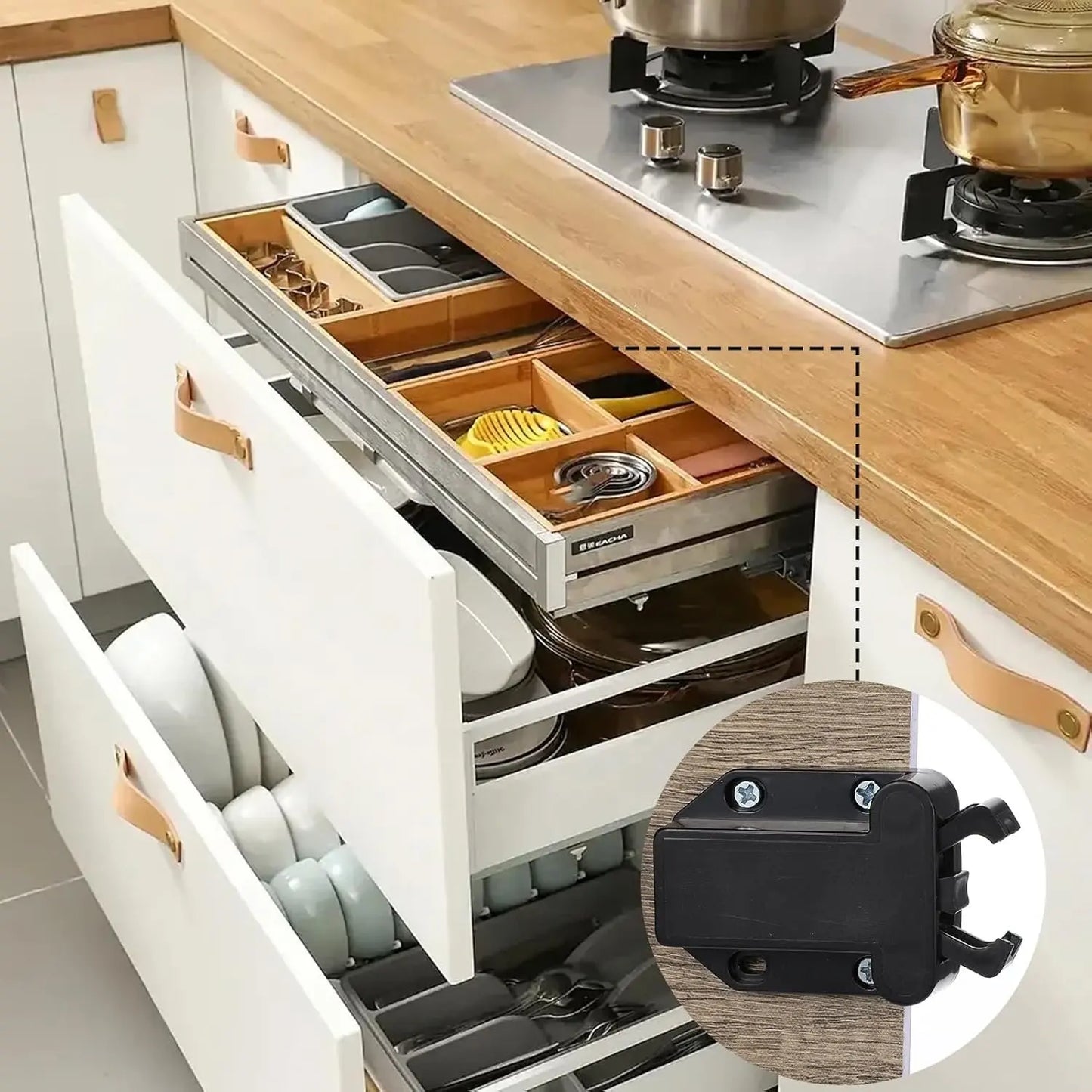 10/1Sets Non-Magnetic Touch Latch Cabinet Door Catch Push To Latch and Unlatch Furniture Cupboard Wardrobe Drawer Accessories