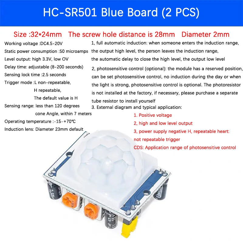 HC-SR501 PIR Infrared Motion Sensor Module for Raspberry Pi – Human Detection