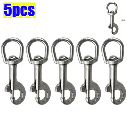 5/1pcs Stainless Steel Swivel Eye Bolt Spring Snap Hook Marine Diving D Ring Snap Hooks with Swivel for Scuba Diving Pet Leash