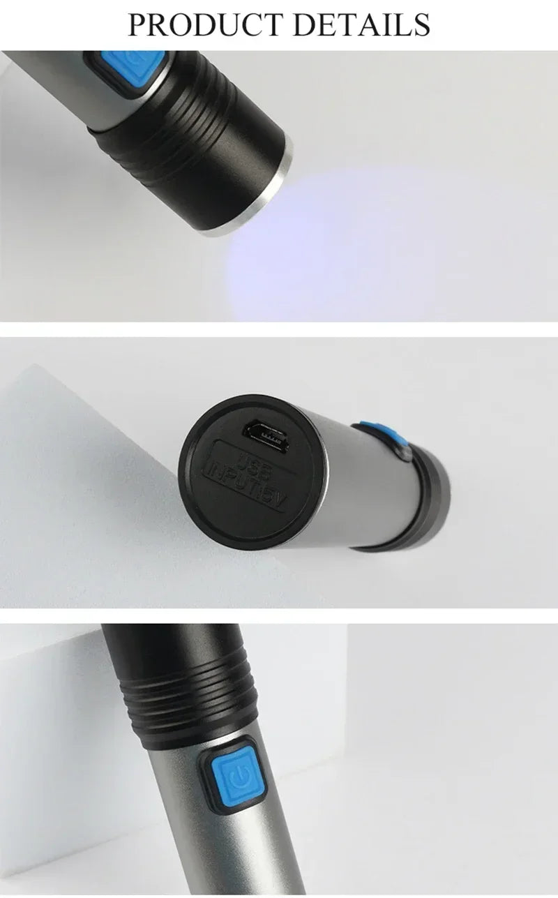 395nm UV Flashlight Blacklight Zoomable USB Rechargeable UV Light