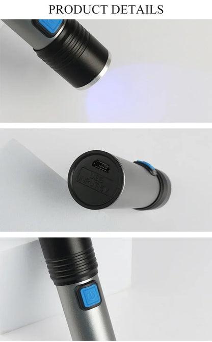 395nm UV Flashlight Blacklight Zoomable USB Rechargeable UV Light