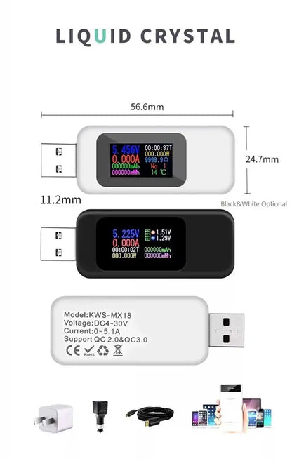 10-in-1 USB Digital Tester Voltmeter Ammeter for Power Bank & Charger