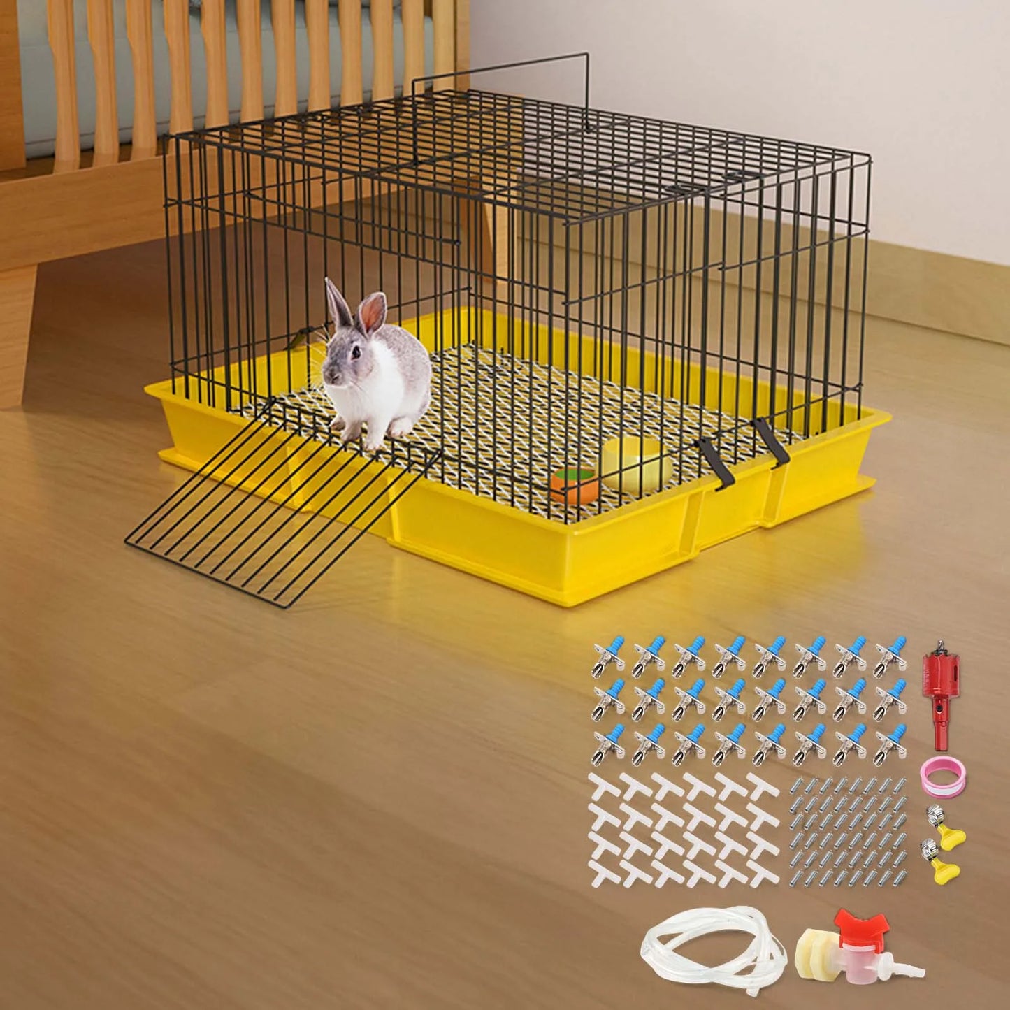24pcs/Set Rabbit Drinking Fountain With Double Spring Duckbill Spout For Breeding And Cage Use Plastic