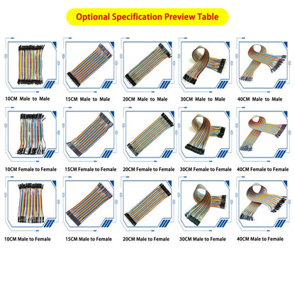 DuPont Jumper Wires Female to Female, Male to Female, and Male to Male