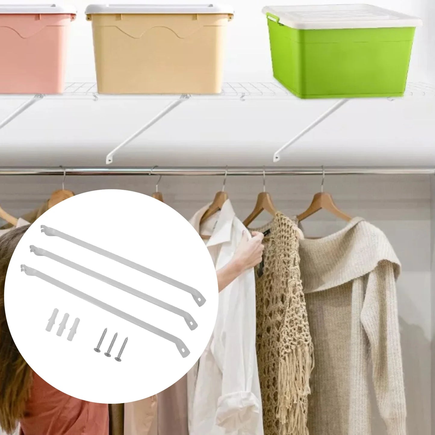3 Pack Metal For Wire Shelf Support Brackets for Closets Built to Provide Strong Support with Enhanced Load Capacity
