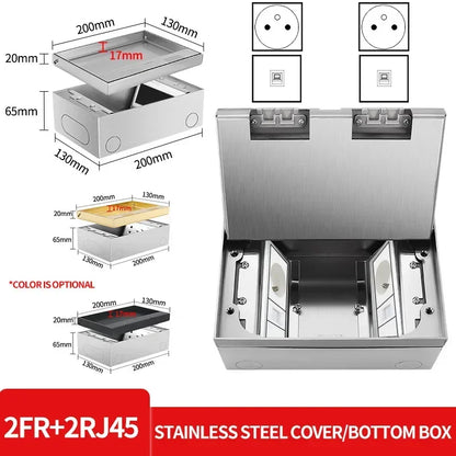 Hidden Inlaid Floor Socket Ultra-thin Design Built-in Multiple Power EU FR UN US AC Power Outlets and USB Charging Port