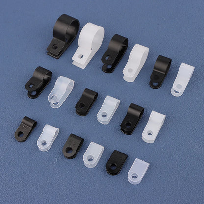 100Pcs/Pack U-Type R-Type Nylon Clamp Cable Clips Plastic Hose Fasteners Mount Fix Hardware Electrical Fitting Wire Management