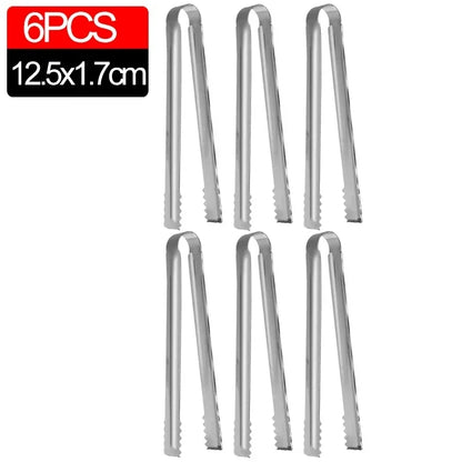 Stainless Steel Ice Tongs Coffee Sugar Cubes Small Clips BBQ Meat Tong BBQ Bread Food Clamp Wedding Birthday Party Kitchen Tools