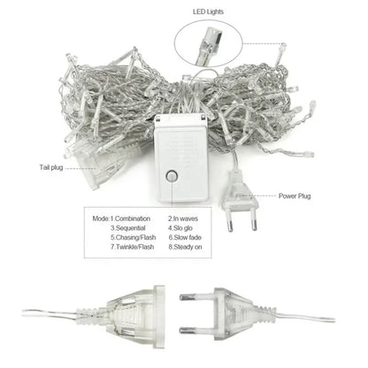 Christmas Icicle Light Decorations Outdoor Garden Street Droop LED Lamp Curtain String Fairy Garland for Eaves