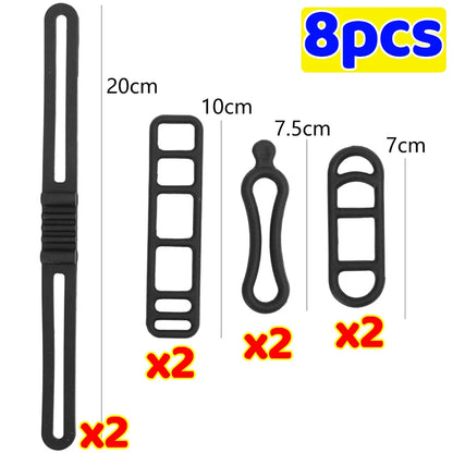 12/4pcs Bike Silicone Mount Bands Bicycle Light Rubber Straps Clip for Headlight Taillight Fixing Universal Bike Accessories