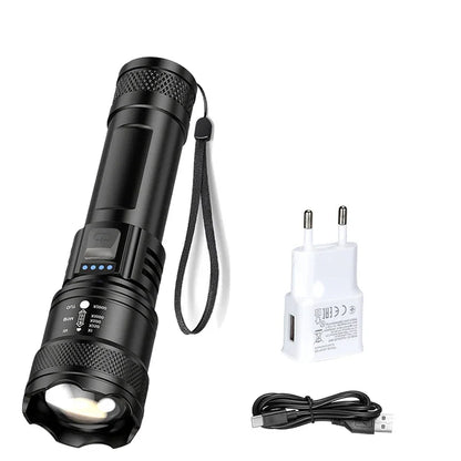 Super-bright LED Flashlight Rechargeable Long Range Tactical Torch for Outdoor Waterproof Emergency for Camping Fishing Lantern