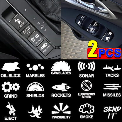 Car Window Buttons Sticker Car Instrument Panel Console Switch Sticker Novelty Car Interior Fake Button Decoration Accessories