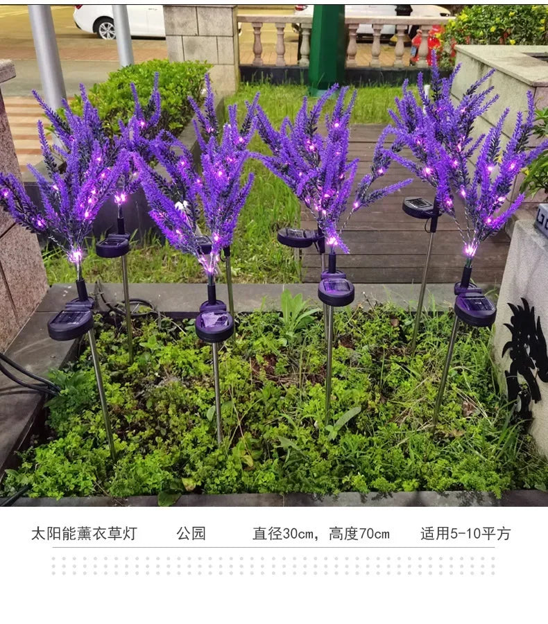 1PC Solar Lights Outdoor Decorative, Purple Lavender Flower Solar Garden Lamp for Yard, Patio, and Garden Decor