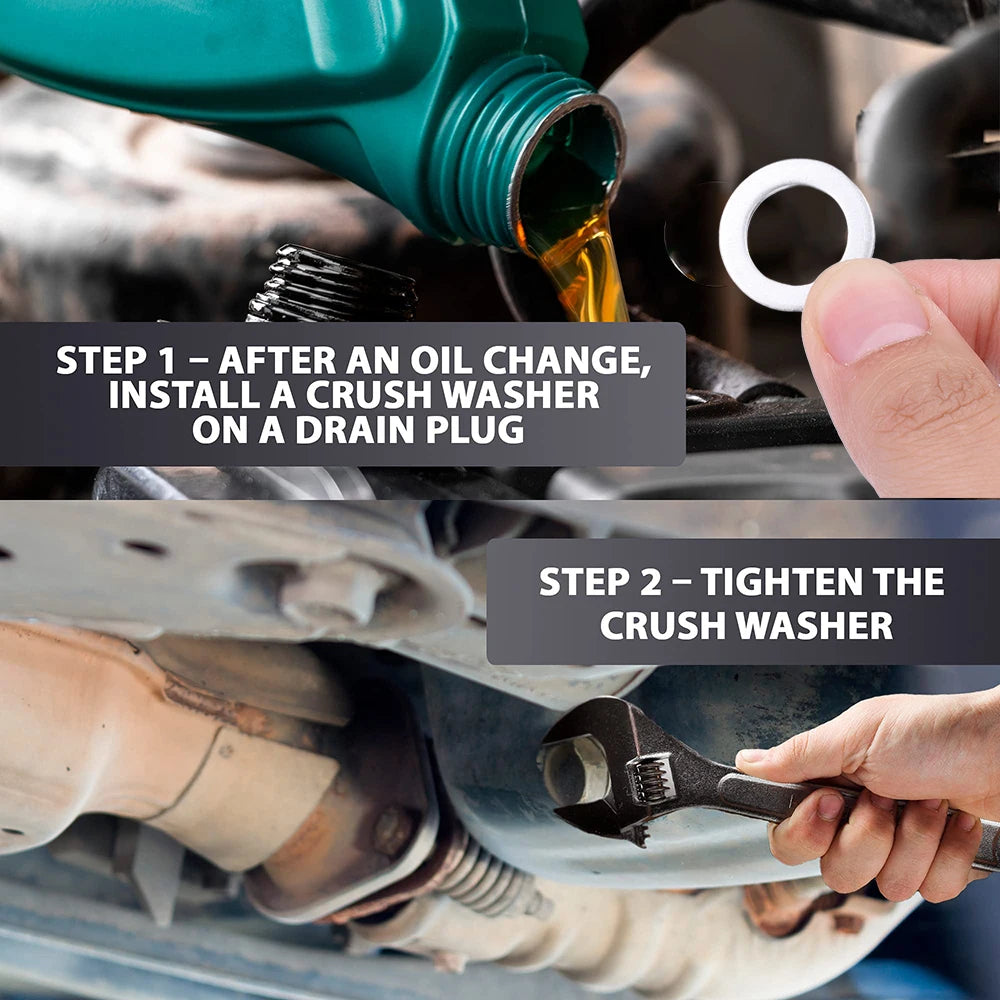 14mm Aluminum Oil Drain Plug Crush Washer Set — Universal Oil Change Gasket Kit