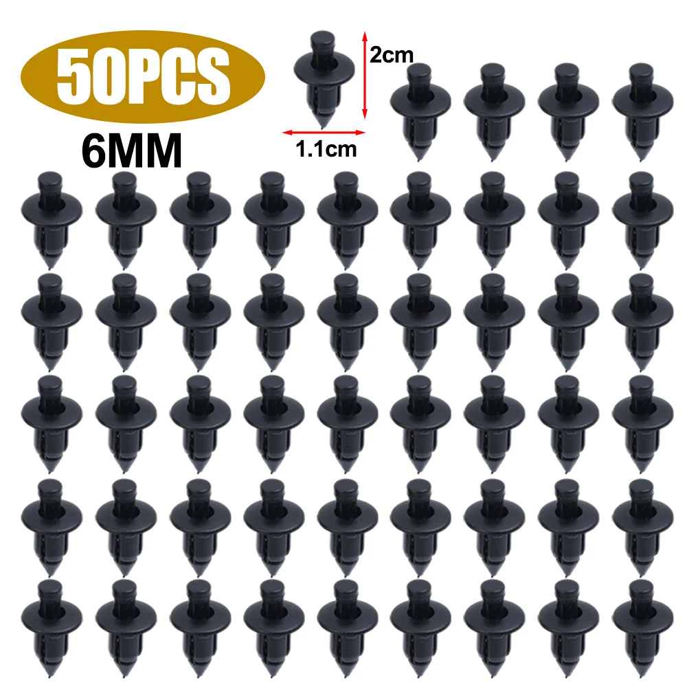8mm Plastic Rivet Fasteners Push Pin Clips for Car Fender &amp; Bumper — Universal Automotive Body Trim Clips