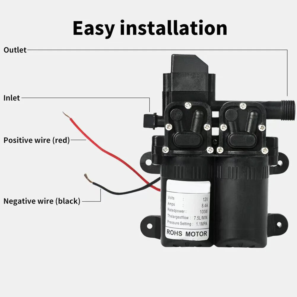 12V Electric Booster Pump — Self-Priming Water Pump for Garden Watering, Car Washer, Boat, Caravan &amp; Shower