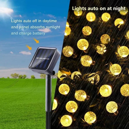 2026 New Solar Crystal Globe LED String Lights IP65 Waterproof Outdoor Fairy Light for Garden Party Christmas Decor