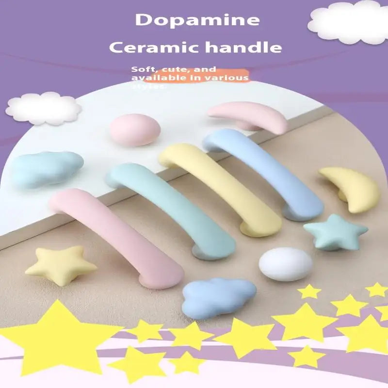 1pc Children's Furniture Handles Nordic Ceramic Children Room Cabinet Handles Macaron Colorful Round Drawer Knobs And Pulls