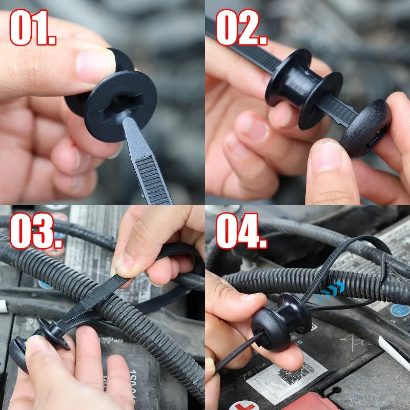 Black Nylon Zip Tie Mount Base Plate Cable Clip