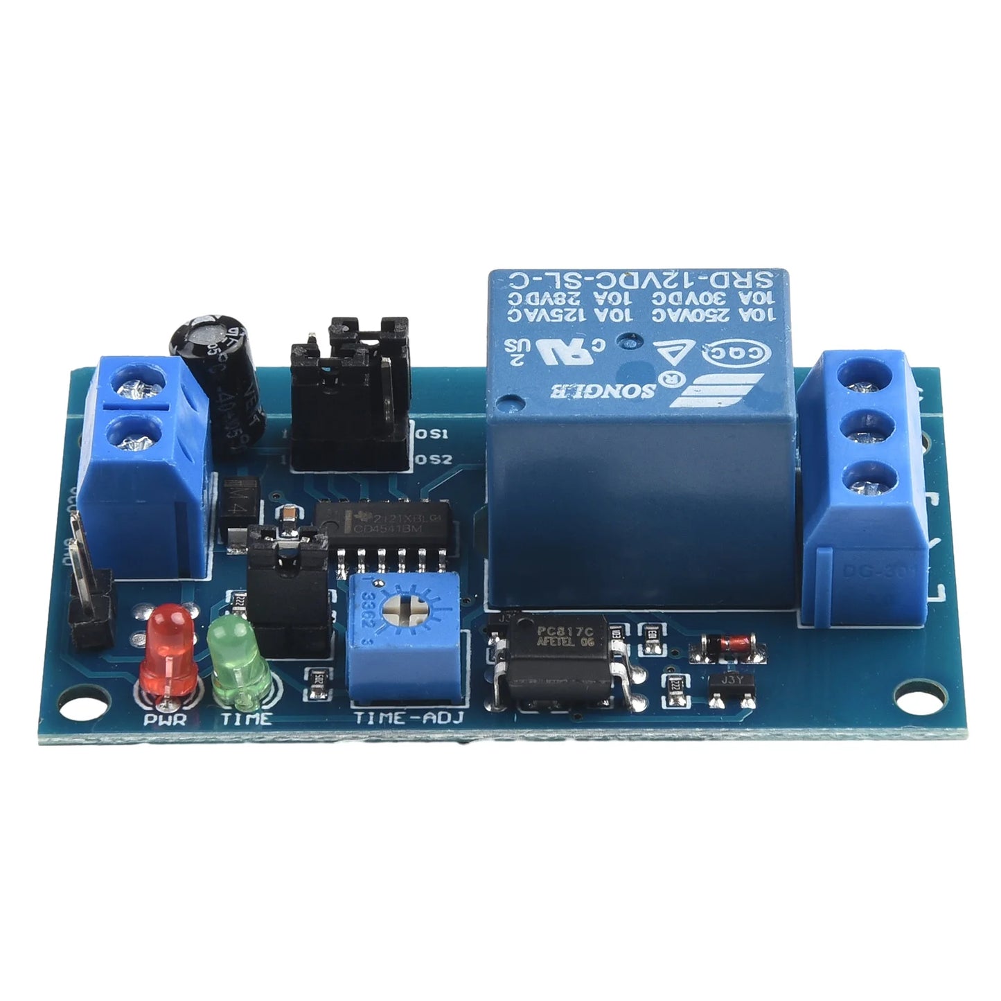 Normally Open 12V Time Delay Relay Module with Adjustable Timing for Turn On/Turn Off Switch Suitable for 250V AC Load