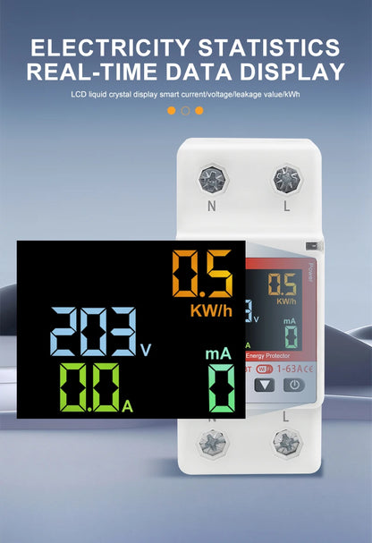 2P WiFi Smart Circuit Breaker DGC-63T, Remote Control 1-63A Adjustable Switch, Timer, Voltage, Current, Temperature, Leakage Protection