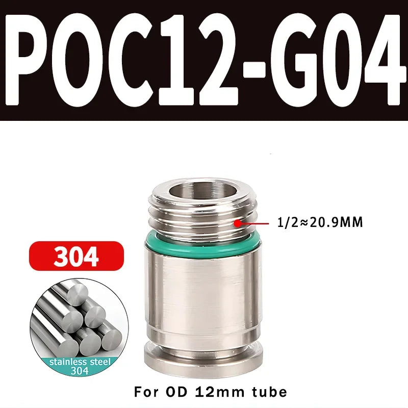 Stainless Steel 304 POC-G Internal Hexagonal Quick Insertion Pneumatic Fitting Gas Pipe Quick Insertion Joint